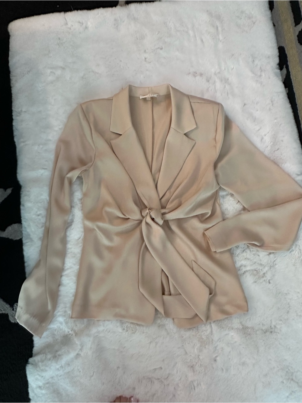 Wayf Cream Knot-Front Blazer